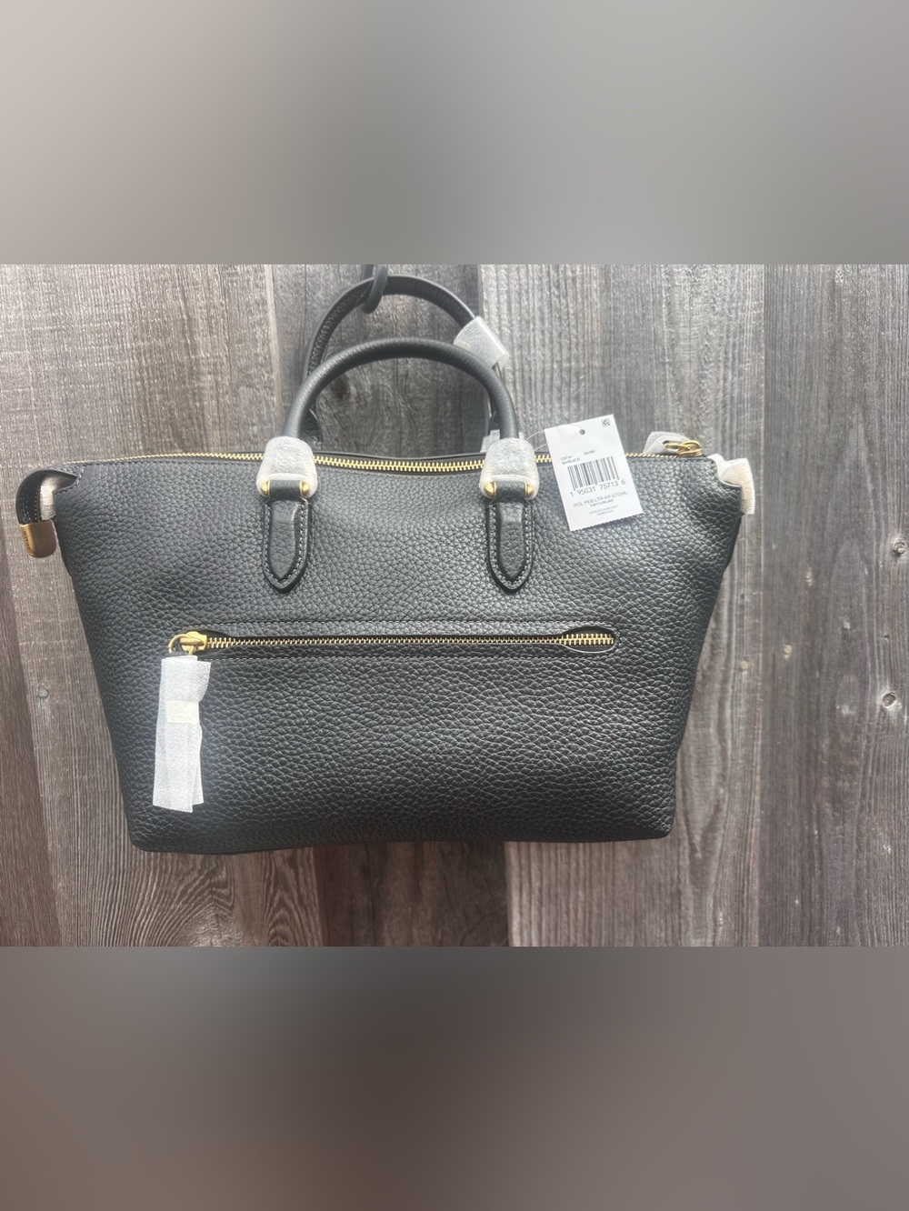 Coach Cara Satchel NWT CE741 Black Pebble - Picture 2 of 10